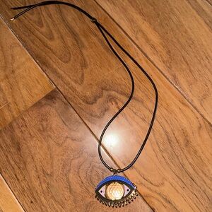 Super Smalls Eye Pendant Necklace with Blue and Gold Accents